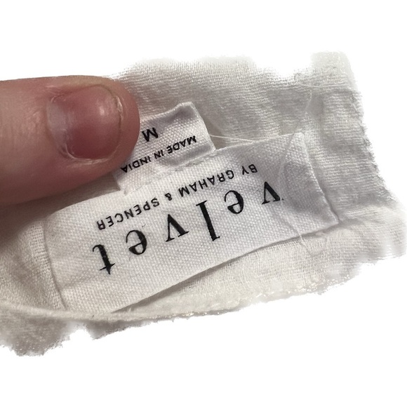 velvet by graham & spencer white blouse black embroidered boho gauze intricate - Picture 6 of 6